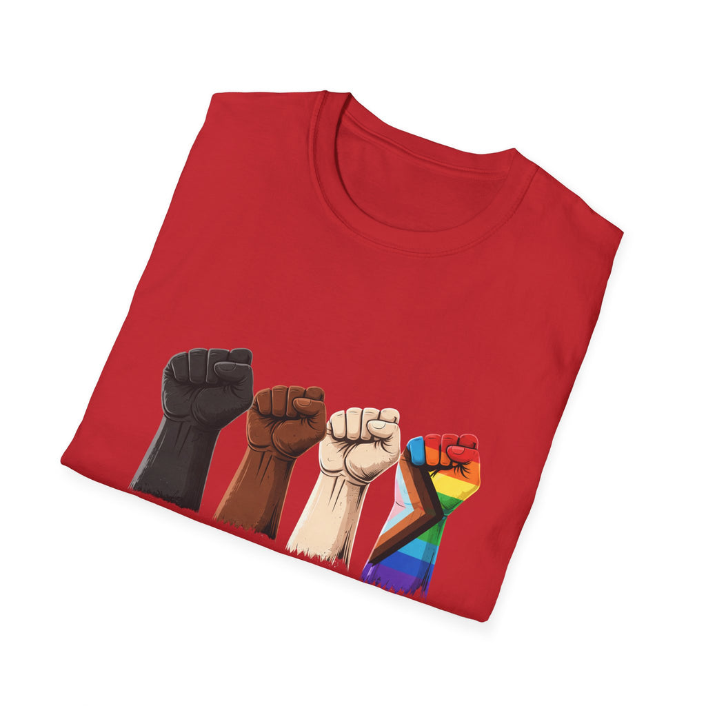 Resist Raised Fists T‑Shirt — Multicultural & LGBTQ+ Pride Solidarity Tee