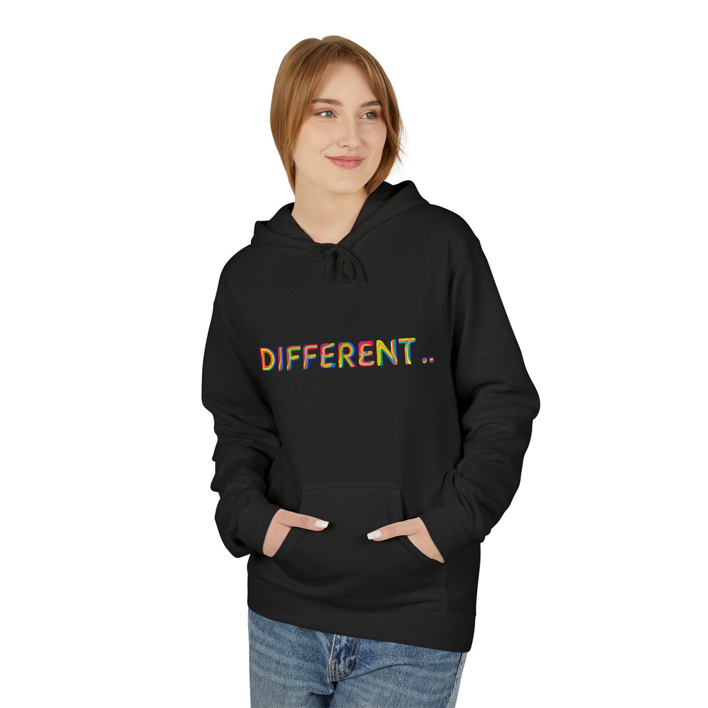 Different. Rainbow Text Hoodie — Positive Self‑Expression Pullover