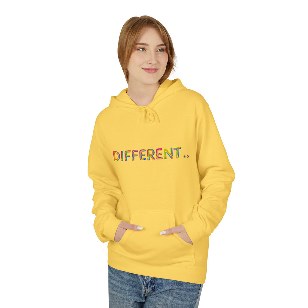 Different. Rainbow Text Hoodie — Positive Self‑Expression Pullover