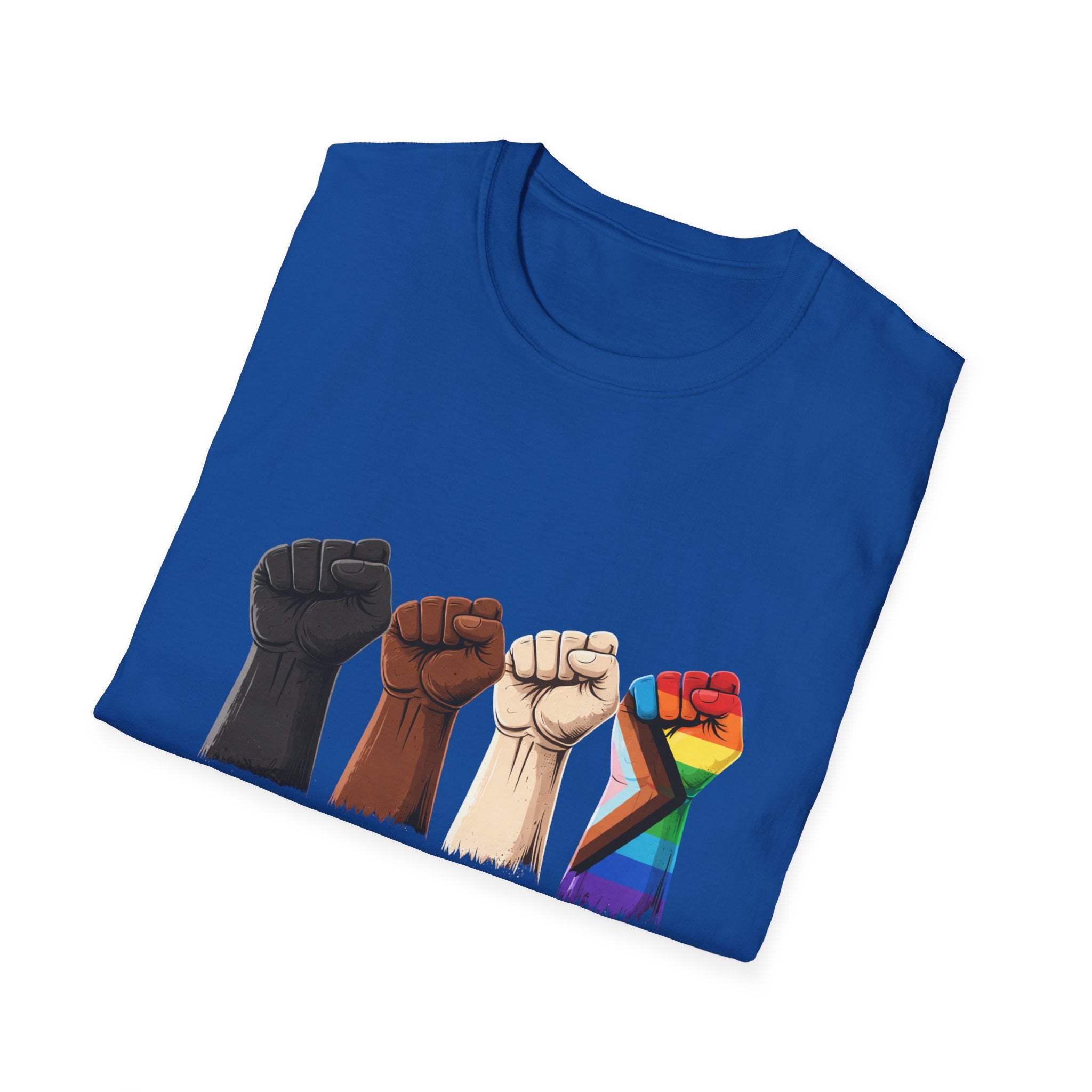 Resist Raised Fists T‑Shirt — Multicultural & LGBTQ+ Pride Solidarity Tee
