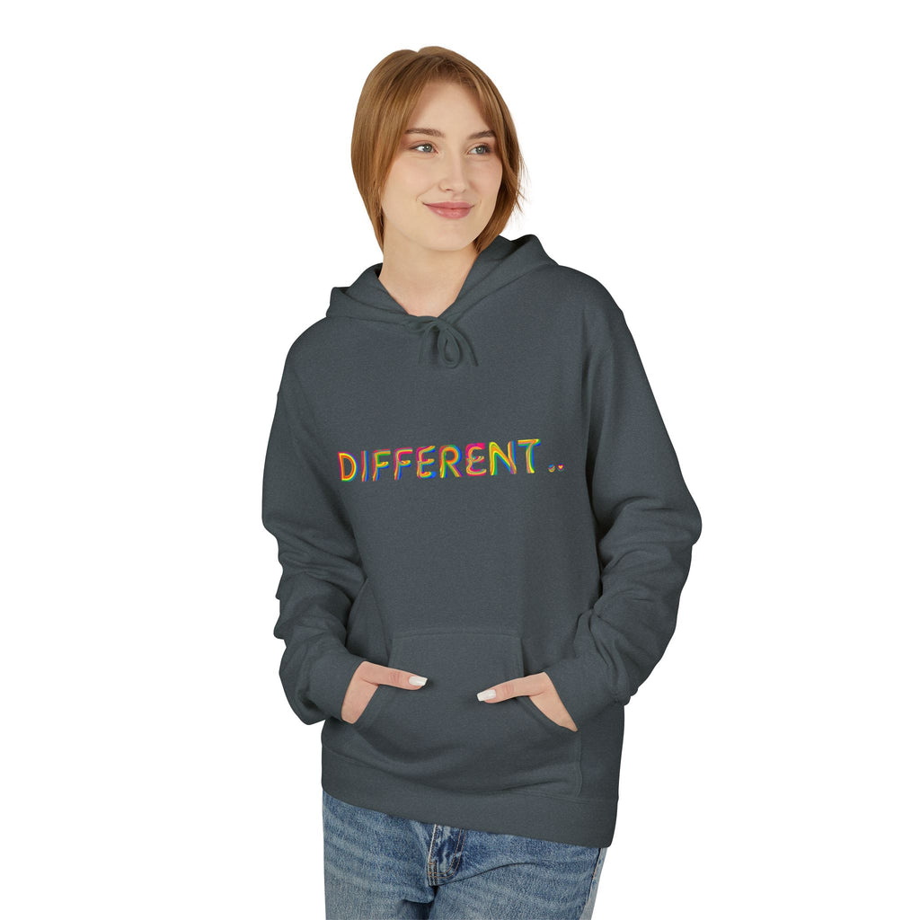 Different. Rainbow Text Hoodie — Positive Self‑Expression Pullover