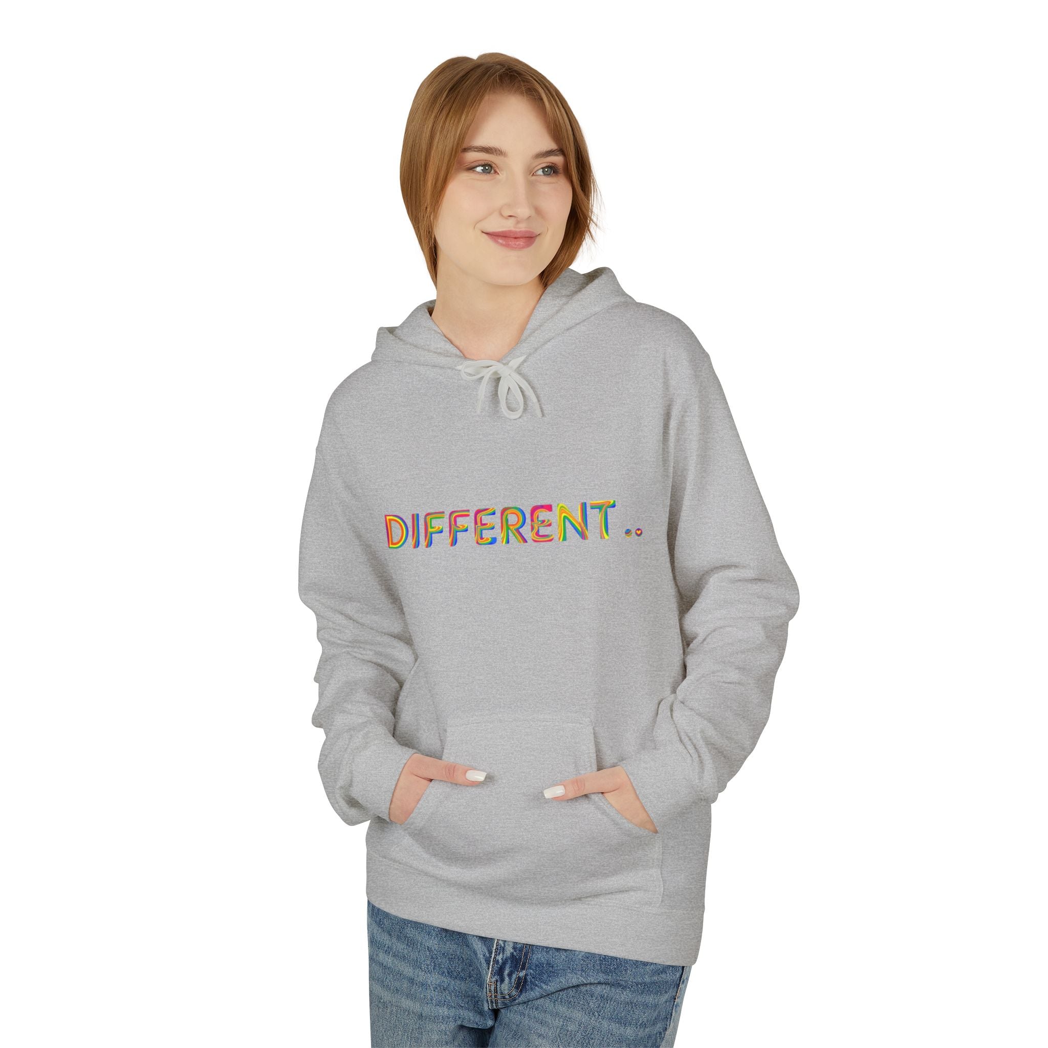 Different. Rainbow Text Hoodie — Positive Self‑Expression Pullover