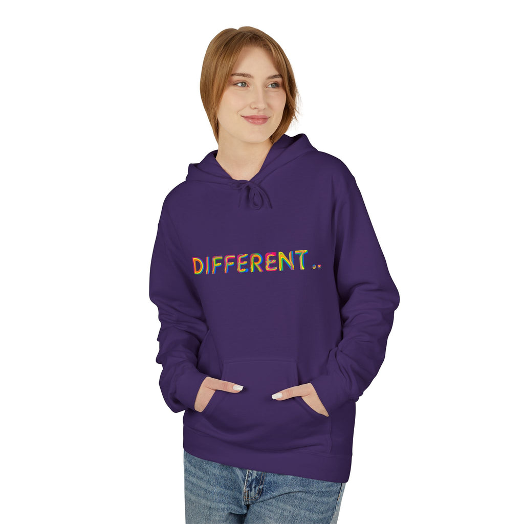 Different. Rainbow Text Hoodie — Positive Self‑Expression Pullover