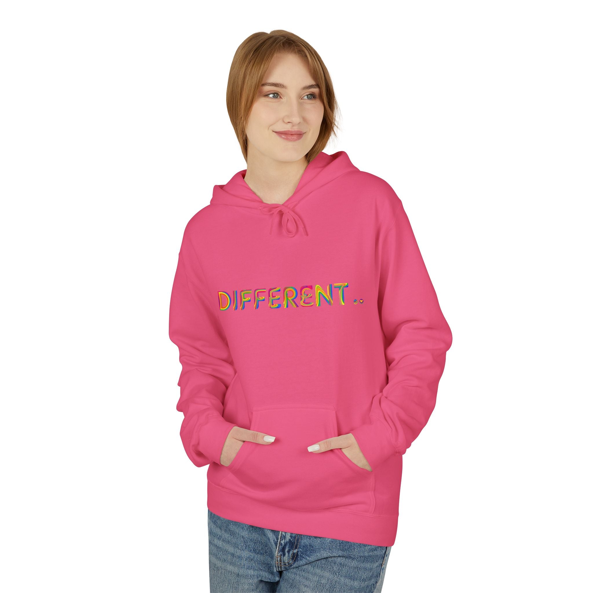 Different. Rainbow Text Hoodie — Positive Self‑Expression Pullover