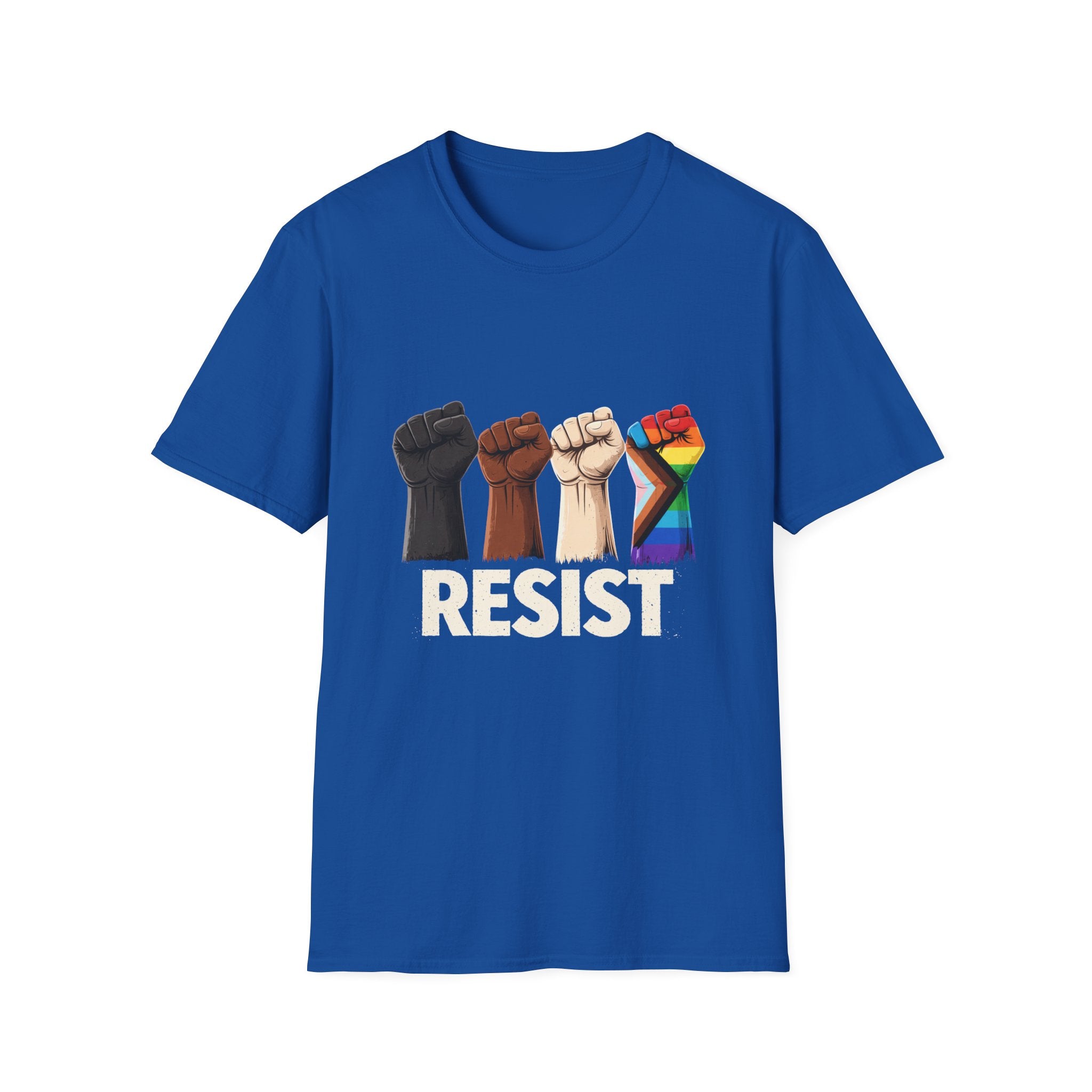 Resist Raised Fists T‑Shirt — Multicultural & LGBTQ+ Pride Solidarity Tee
