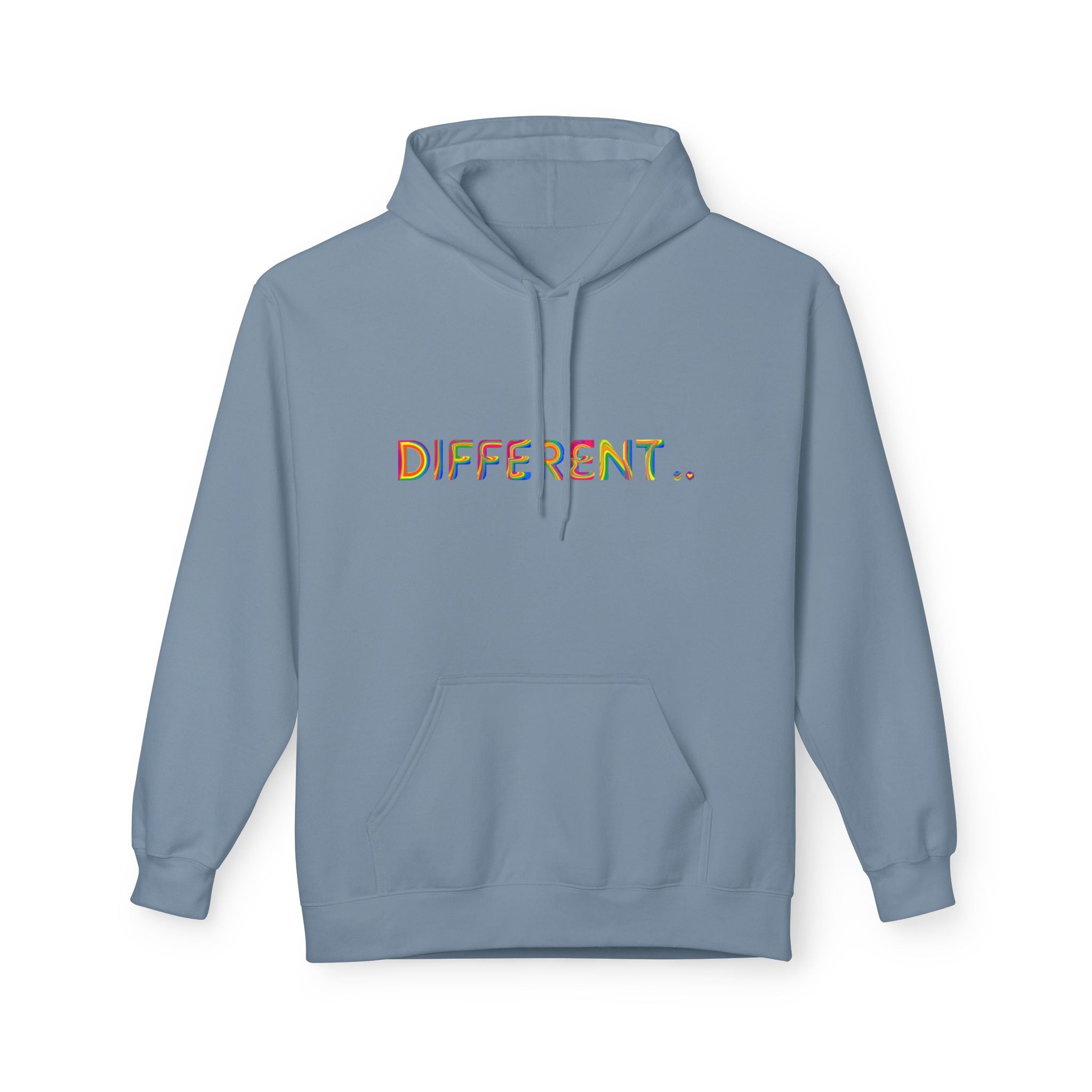 Different. Rainbow Text Hoodie — Positive Self‑Expression Pullover
