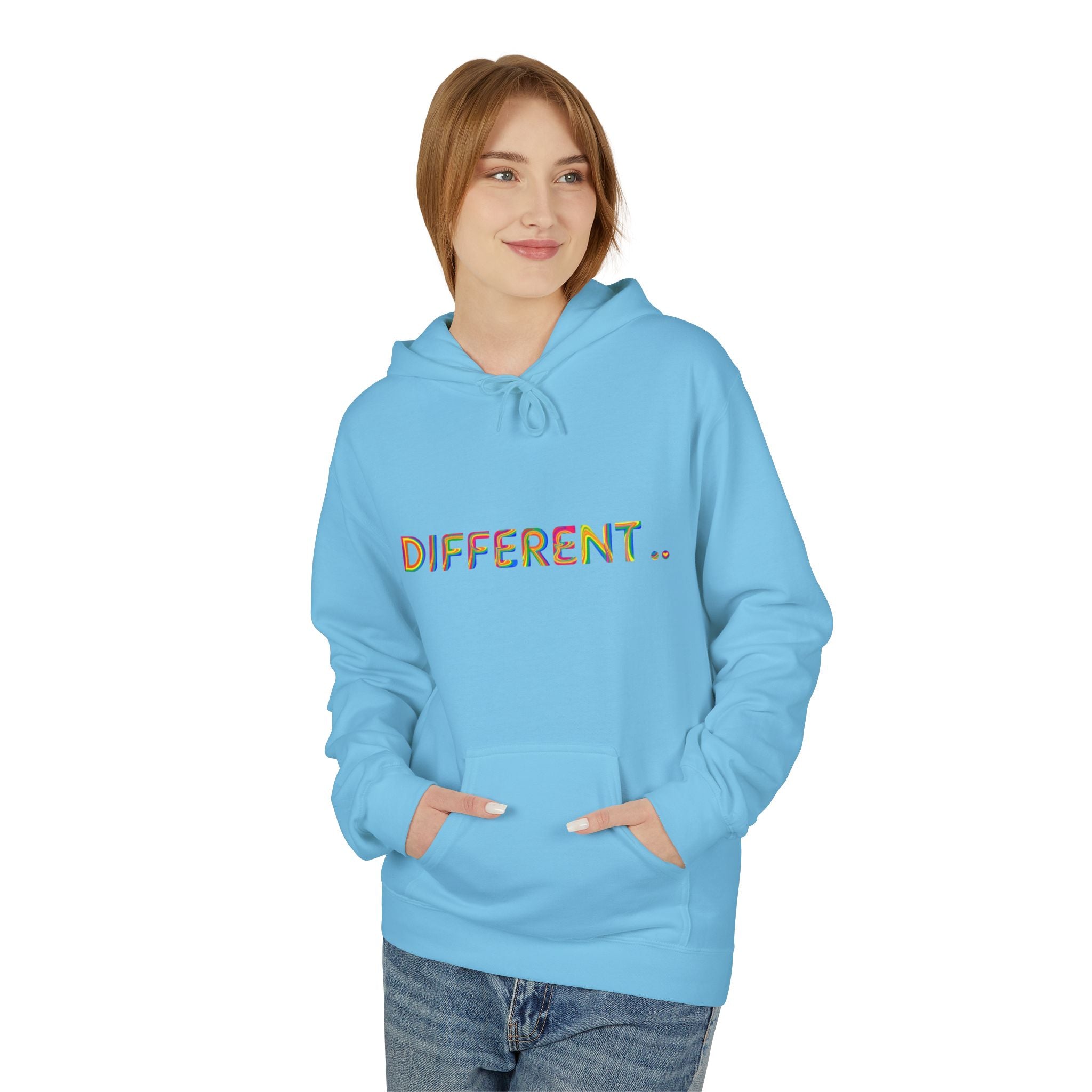 Different. Rainbow Text Hoodie — Positive Self‑Expression Pullover